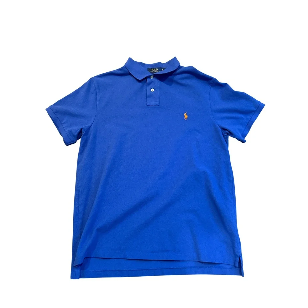 Polo Ralph Lauren Mens XL Slim Fit Royal Blue Short Sleeve Pique Polo Shirt
